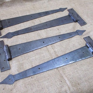 4 LARGE HINGES, Strap Hinge, T Hinge, 15" Long, Gate, Barn, Rustic, Tee, Hardware, Large