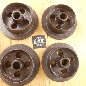 4 RUSTIC SMALL TRACK Wheels, Mining Ore Cart, 5 3/4&quot; Diameter, Cart, Rail Track Wheels - By Midwest Craft House