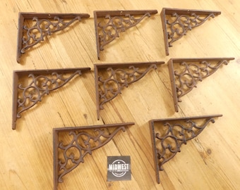 8 CAST IRON BRACKETS, Rustic Brackets, Corbels, Braces, Plant Hangers, Farmhouse Decor - By Midwest Craft House