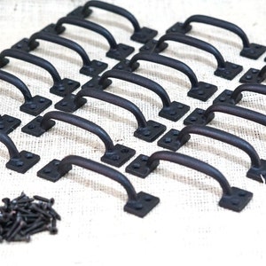 50 Cast Iron Drawer Pulls, Window Pulls, 4" Long, Cabinet Handles, Small, Matte Black, Charcuterie Board