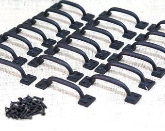 50 Cast Iron Drawer Pulls, Window Pulls, 4" Long, Cabinet Handles, Small, Matte Black, Charcuterie Board