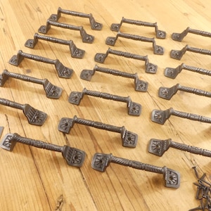 20 Cast Iron Handles, Door Pulls, 5 1/2&quot; Long, Handles, Supply, Cabinet, Gate, Natural Iron, Charcuterie Board - By Midwest Craft House