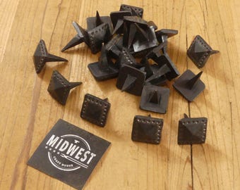25 IRON CLAVOS NAILS Forged Decorative Craft Tack 1" Wide 1" Nail Square Black - By Midwest Craft House