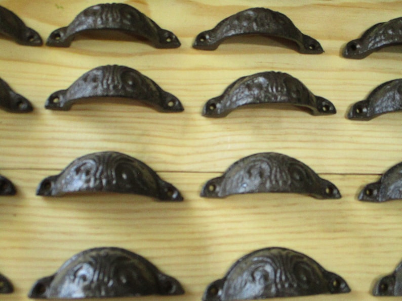 24 Drawer Pulls Cup Pull Bin Pull Rustic Handles Handle Etsy