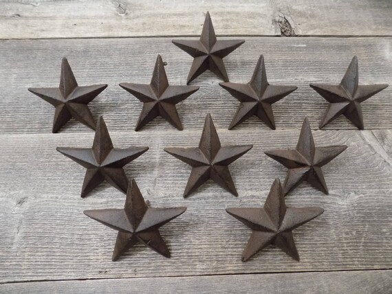 10 Star Nails Craft Pins 3 1//2/" Cast Iron Decorative Wall Decor Texas USA Flag