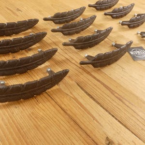 12 Cast Iron Feather Drawer Pulls W/ Screws Dresser Handles Western Restoration Door Bathroom Kitchen  Hardware - By Midwest Craft House