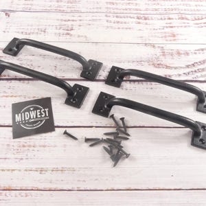 4 Cast Iron Handles, Door Pulls, 6" Long, Handles, Supply, Cabinet Pulls, Gate Handle, Black, Window - By Midwest Craft House