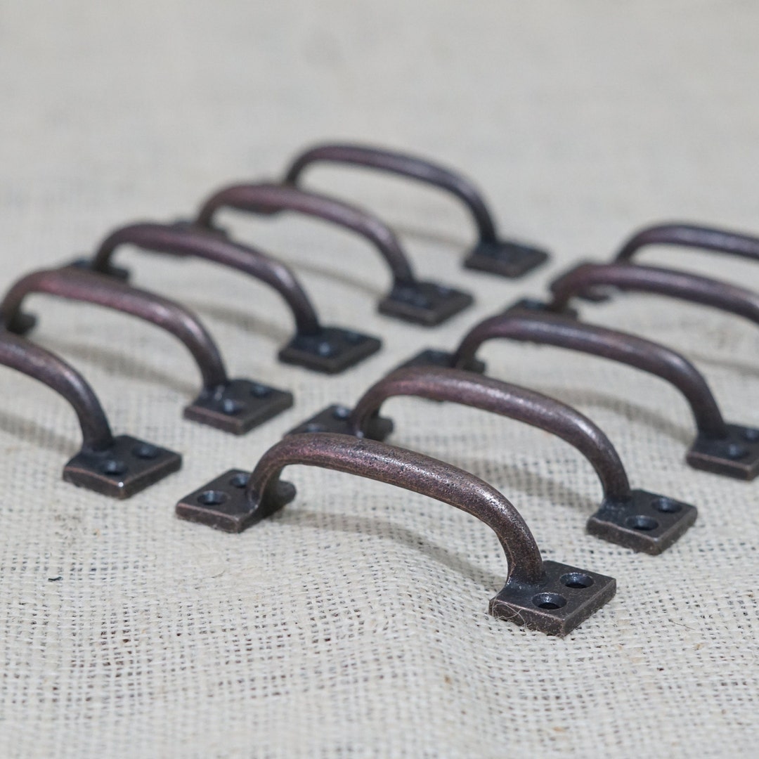 10 Cast Iron Drawer Pulls Window Pulls Antique Copper Etsy
