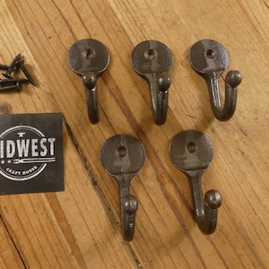 5 TRADITIONAL SMALL HOOKS, Hat, Entryway, Small, 2.5" Long, Coat Hooks, Key Hooks, Cup Hooks, Metallic - By Midwest Craft House