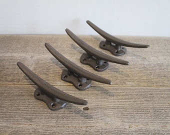 4 Cleat Wall Hooks 5" Drawer Pulls Boat Ties Wall Decor Rustic Color