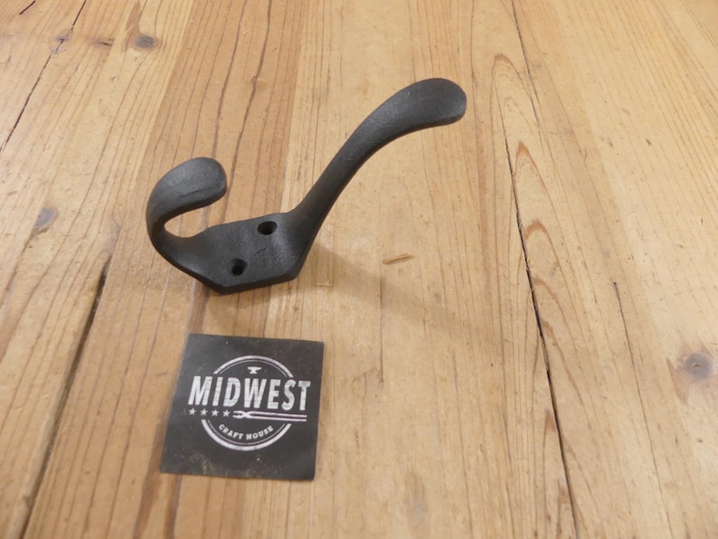 12 ganchos de hierro fundido negros de estilo escolar, gancho para sombreros, perchero, estilo primitivo, para vestíbulo - de Midwest Craft House imagen 5