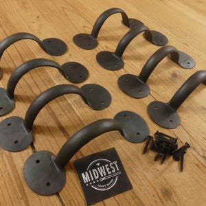 8 IRON HANDLES GRASPS, Simple, Drawer Pulls, Gate Barn Door Handle, Window Pulls, Cabinet, Handgrips - By Midwest Craft House