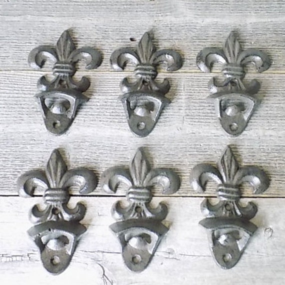 12 Cast Iron FLEUR DE LIS Bottle Openers Fluer Beer Soda Pop Opener Wall Mounted