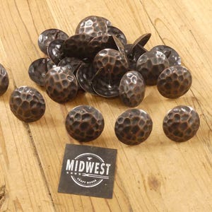 thumbnail interactive-video image 1 of 10 Oil Rubbed Bronze Decorative Clavos Nail Heads 1.5 Inch Rustic Furniture Tacks 1 of 4