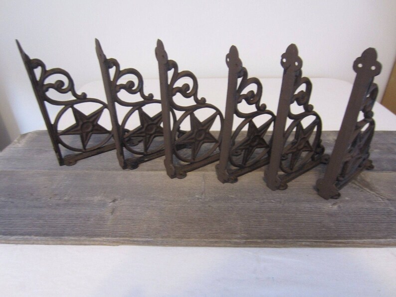 6 Cast Iron Shelf Brackets Western Texas Lonestar Lone Star Etsy