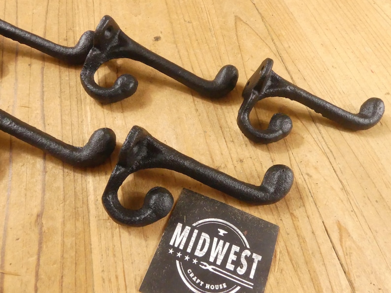 20 Black Cast Iron Coat Hooks – Rustic Schoolhouse Wall Hooks – Farmhouse Entryway Hardware – Vintage Looking Hook Set of 20 image 6
