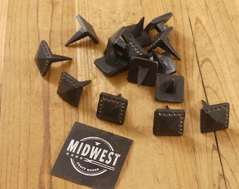 15 IRON CLAVOS NAILS Forged Decorative Craft Tack 1" Wide 1" Nail Square Black - By Midwest Craft House