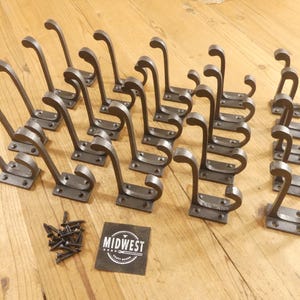 25 Metal Hook Coat Hat Rack Heavy Duty 3 1/2" Iron Storage Pots Pans Organization Storage Closet Clothes - By Midwest Craft House