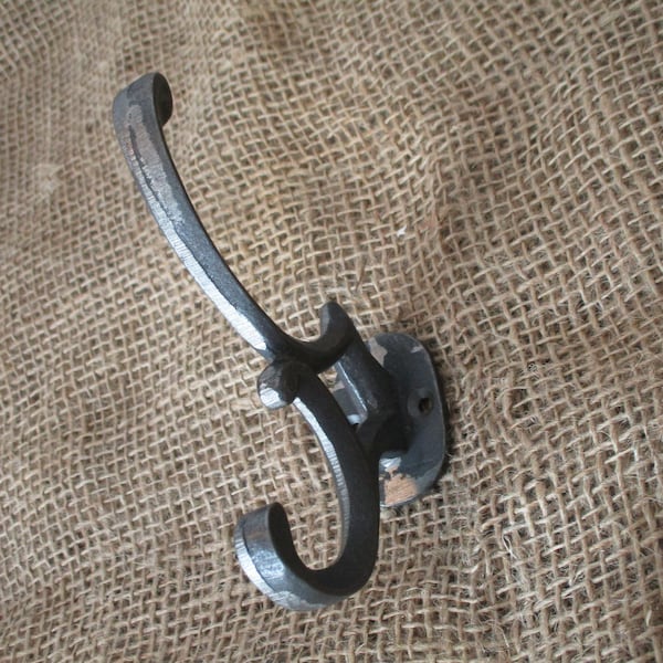 Cast Iron Hook, Classic Double Entryway Coat Hook, Hall Tree Hooks, Key Hook, Edwardian Hook, Coat Rack Hook