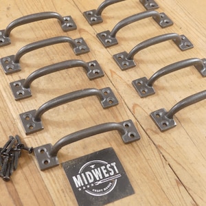 Set of 10 Cast Iron Drawer Pulls: 4" Cabinet Handles, Charcuterie Board Handles