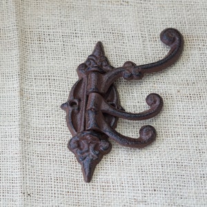 CAST IRON SWIVEL Coat hook, Hat Hook, Booth Hook, Farmhouse, Rustic Brown Color, Hall Tree Hook