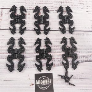 6 Butterfly Hinges, Cabinet Hinges, Chest, Gate, Screen Door, 4", Black, Cabinet Making Hinge - By Midwest Craft House