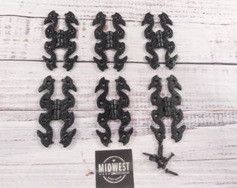 6 Butterfly Hinges, Cabinet Hinges, Chest, Gate, Screen Door, 4", Black, Cabinet Making Hinge - By Midwest Craft House