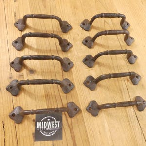 10 Cast Iron Handles Small 5 1/4" Long Rustic Drawer Pulls Home Decor Kitchen Bathroom Cupboard Restoration Vintage Look Farm Tack Crafts