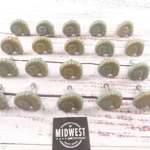 20 Knobs, Snail Drawer Pulls, Cabinet Hardware, Nautical Decor, Dresser Drawer Knobs, Kitchen, Bathroom,  Cast Iron - By Midwest Craft House