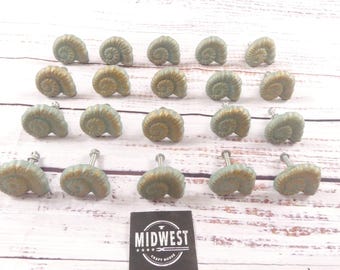 20 Knobs, Snail Drawer Pulls, Cabinet Hardware, Nautical Decor, Dresser Drawer Knobs, Kitchen, Bathroom,  Cast Iron - By Midwest Craft House