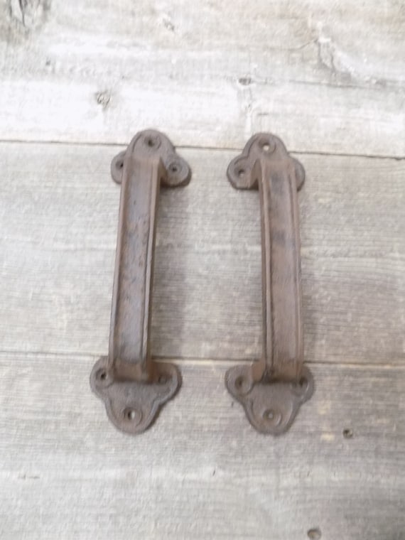 2 Large Rustic Cast Iron Barn Handle Gate Pull Shed Door Etsy
