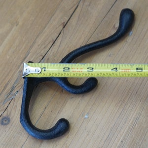 4 Cast Iron Black Hooks Coat Hat Hall Tree Rack Cabin Vintage Farm Ranch Hook Triple Hook image 6