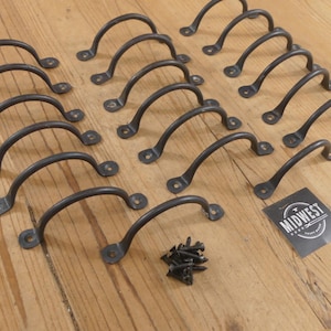 20 FORGED IRON Drawer Bin Pulls 4 1/4" Total Length Cabinet Handles Kitchen Bath - By Midwest Craft House
