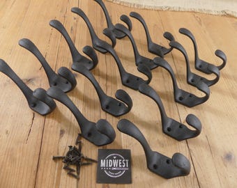 4-Pack Antique Style Cast Iron Swivel Coat Hooks - Brown, Wall Mounted Hall Tree Hooks