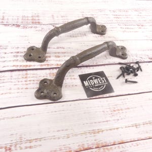 2 Large Cast Iron Antique Style RUSTIC Barn Handles Gate Pull Shed Door Handle Craft Chest 9" - By Midwest Craft House