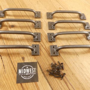 8 Cast Iron Handles, 6" Long, Handles, Supply, Cabinet Pulls, Natural Iron Color, Drawer Pulls, Dresser Hardware - By Midwest Craft House