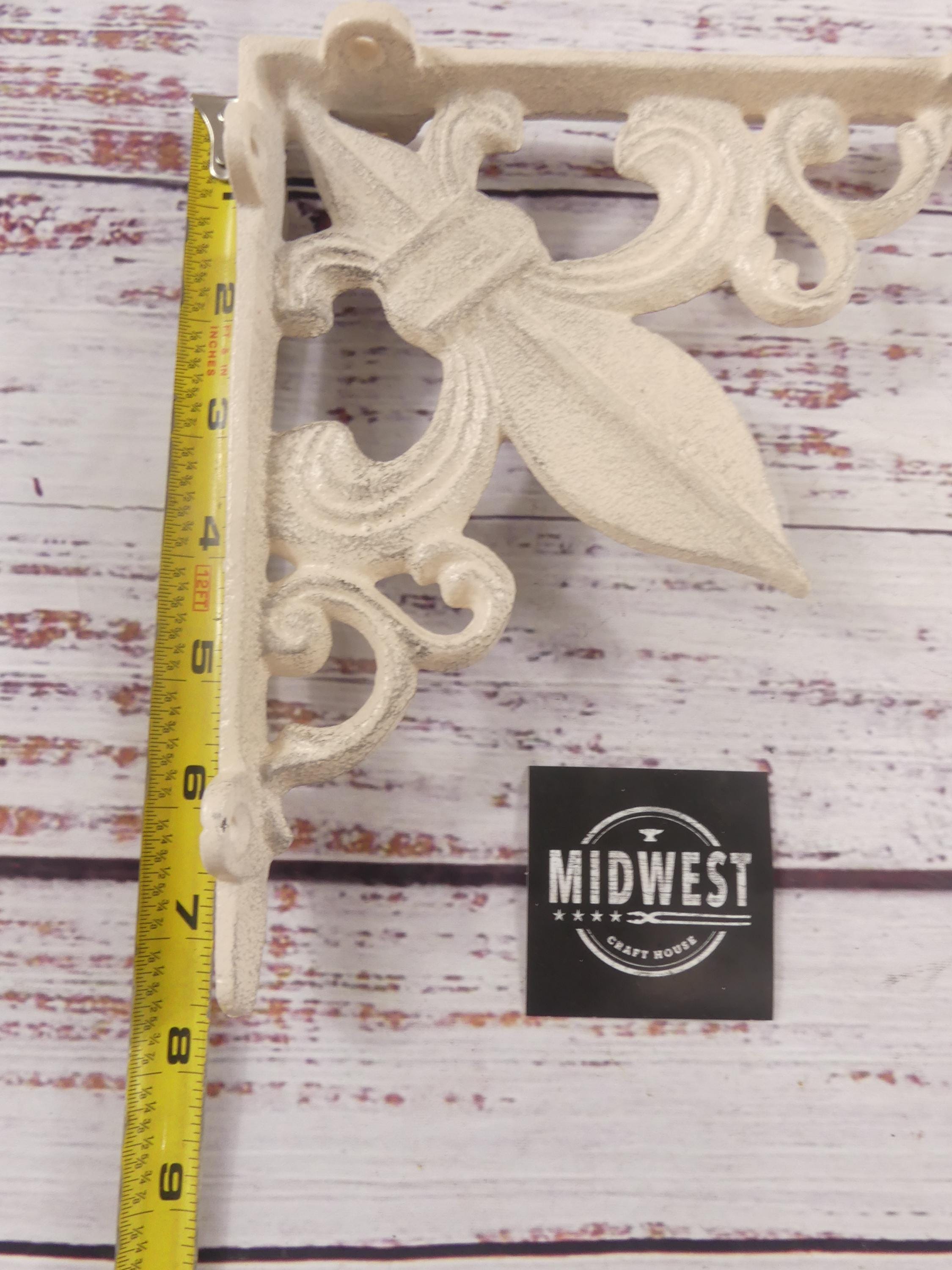 MIDWEST CRAFT HOUSE 4-Pack Cast Iron Shelf Brackets – Fleur De Lis, Rustic Brown, 8.5x6.25 Inch