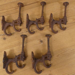 5 RUSTIC Hooks Hall Tree Wall Hook Ornate Coat CAST IRON Victorian Wall Fancy Vintage Decorative Craft Decor Bathroom Kitchen Backpack Etsy