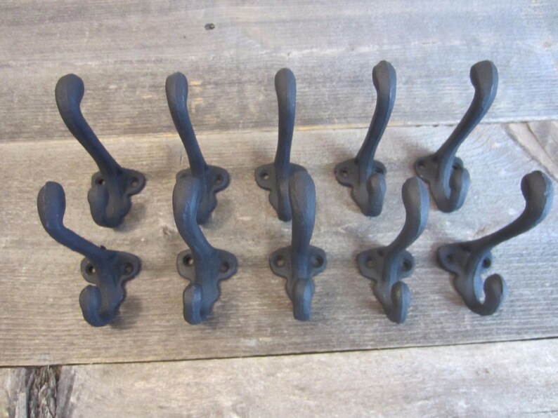 6 Cast Iron BLACK ACORN Style Coat Hooks Hat Hook Rack Hall Tree SCHOOL