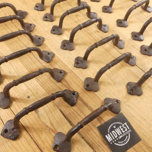 20 Cast Iron Handles Small 5 1/4" Long Rustic Drawer Pulls Home Decor Kitchen Bathroom Cupboard Restoration - By Midwest Craft House