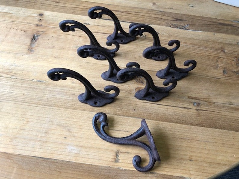 20 Cast Iron Triple School Style Coat Hooks Hat Hook Rack Hall Tree Tack Black