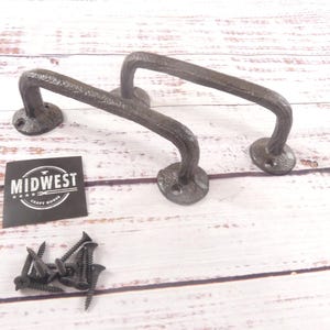2 Large Cast Iron Drawer Pulls, Rustic Brown Color, Vine, Cabinet Handles, Dresser Pulls, Charcuterie Board Handles - By Midwest Craft House