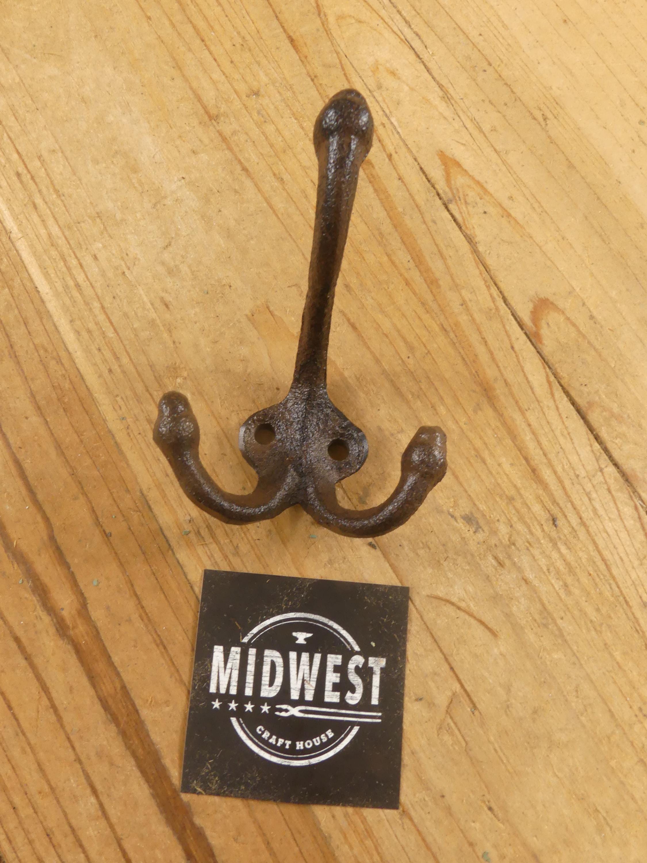 10 Cast Iron Double Hooks – Rustic Wall Coat Hooks – Farmhouse Hardware ...