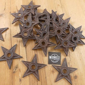 Set Of 24 Cast Iron Stars 4", Washers, Rustic, Architectural, Flags, Crafting - By Midwest Craft House
