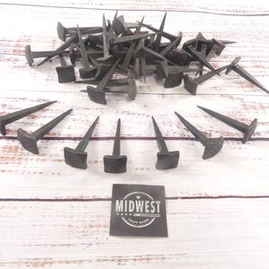 50 IRON CLAVOS NAILS, Forged, Hooks, Decorative Craft Tack, 1&quot; Wide 3&quot; Long, Nail, Medieval, Art Black - By Midwest Craft House
