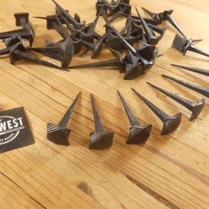 50 IRON NAILS, Coat Hooks, Clavos, Forged, Hooks Decorative Craft Tack 1&quot; Wide 3&quot; Nail Medieval, Clavo - By Midwest Craft House