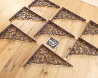 8 CAST IRON BRACKETS, Rustic Brackets, Corbels, Braces, Plant Hangers, Farmhouse Decor - By Midwest Craft House