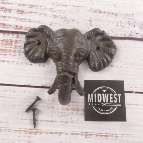 1 Cast Iron Elephant Hook Coat Hooks Rack Restoration Hat Hall Tree Storage Man Cave - By Midwest Craft House