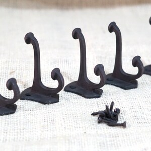 5 Black Coat Hooks, Traditional, School Hook, Matte Black, Hall Tree Hooks, Restoration