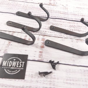5 Metal Coat Hooks, Forged, 4&quot; Long, U-shape, Hall Tree Hooks, Coat Rack Hook, Entryway, Storage, Simple - By Midwest Craft House